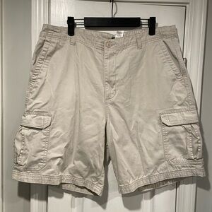 Outdoor Life Mens Size 36 Light Khaki Cotton Cargo Shorts 9” Inseam